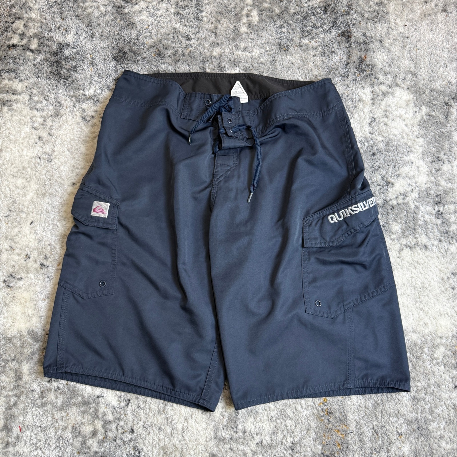 Quiksilver Mens Board Shorts Navy Blue Cargo Swim Trunks Size 32 101326